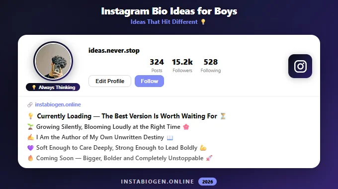 Instagram Bio Ideas for Boys